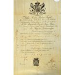 1816 Passport - A large engraved pass-port issued by Henri Baron Fagel, Ambassadeur Extraordinaire