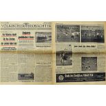 WWII 1938 German Newspapers 'Volkischer Beobachter' with contents regarding England v Germany