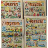 British Comics - Quantity of Large Format 'The Beezer' 1958/60 flat some with frayed edges,