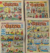 British Comics - Quantity of Large Format 'The Beezer' 1958/60 flat some with frayed edges,