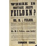 1853 Poster 'Where is Montague Joseph Fielden?'***ITEM WITHDRAWN***