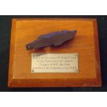 WWII Royal Navy relic piece of German 11" Shell fired from Scharnhorst which struck HMS Norfolk