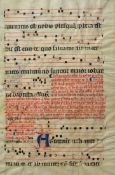 Late 15th Century Antiphonal - a large mss. vellum leaf with Music in 4 line staves, text in black