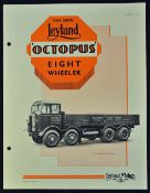 The New Leyland Octopus Eight Wheeler Brochure 1938 - A 4 page brochure illustrating and extensively