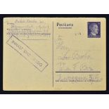 WWII - Ghetto Litzmannstadt Postcard dated 12 Dec 1941 stamped 'Contents Unacceptable', writing in