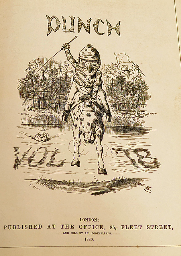 Punch's Almanac for 1880 - Volume 78, starting July 1880 runs through to January 1881, bound in