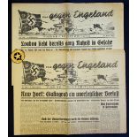 WWII - 1942 German Newspapers -Naval front page scenes, 17th Sept and 28 June covers Siege of Tobruk