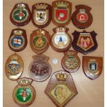 Selection of 14x Royal Navy Ship Crests to include HMS Herald, Nelson, Defender, Southampton, plus