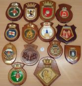 Selection of 14x Royal Navy Ship Crests to include HMS Herald, Nelson, Defender, Southampton, plus