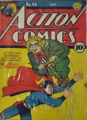 American Comics - Superman DC Publication Action Comics No.64 Sept 1943 condition splitting to spine