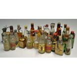 Selection of Miniature Vintage Glass Bottles predominantly Alcoholic content, Gordons Gin, Lemon