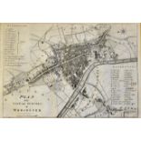 Worcester c.1709 Map depicting a plan of the City and Suburbs of Worcester, appears in good