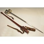 George VI Officers Dress Sword - marked 'Made in England' with leather scabbard blade measures