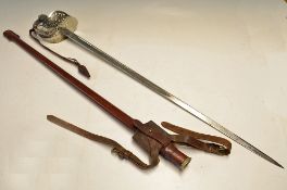 George VI Officers Dress Sword - marked 'Made in England' with leather scabbard blade measures