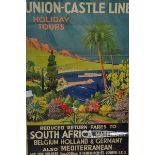 c.1930s Travel Poster - 'Union-Castle Line' - reduced return fares to South Africa, Belgium, Holland