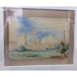 India - Lahore Mosque Miniature - A 19th century watercolour painting of the Royal Badshahi Mosque