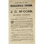 Macclesfield Division 1892 Election Leaflet for J.C. McCoan, Liberal Candidate