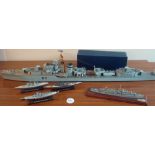 Selection of Model Ships to include a large R36 measures 93cm length plus other miniature models HMS