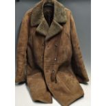 Vintage Real Sheepskin Men's Coat size 44" brown double breasted