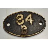 GWR 84B Shed Plate to the reverse No6854 'Roundhill Grange', measures 19cm approx.