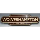 GWR Wolverhampton Low Level Enamel Station Sign measures 93cm in length