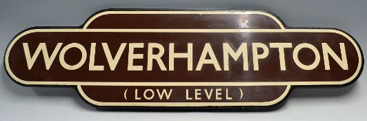 GWR Wolverhampton Low Level Enamel Station Sign measures 93cm in length