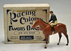 C.1940s Britains Lead Racing Colours of Famous Owners H.H. Aga Khan, green and brown hoops