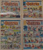 British Comics - Quantity of Large Format 'The Beezer' 1958 flat with some frayed edges