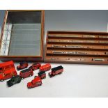 Selection of Postal Van Models includes 10x models, plus a mirror backed wooden cabinet with glass