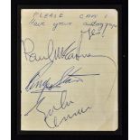 The Beatles - Autographs of John Lennon, Paul McCartney and Ringo Starr - on a piece of paper,