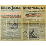 WWII 1939 German Newspapers 'Göttinger Tageblatt' with content regarding the sinking of H.M.S. Royal