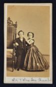 General Tom Thumb & Wife. Circa 1860s. Fine Carte de Visite photograph - Size 2¼" x 4". (Charles