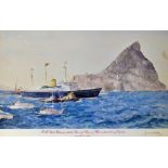 HM Yacht Britannia Signed Colour Print with the Prince and Princess of Wales embarked leaving