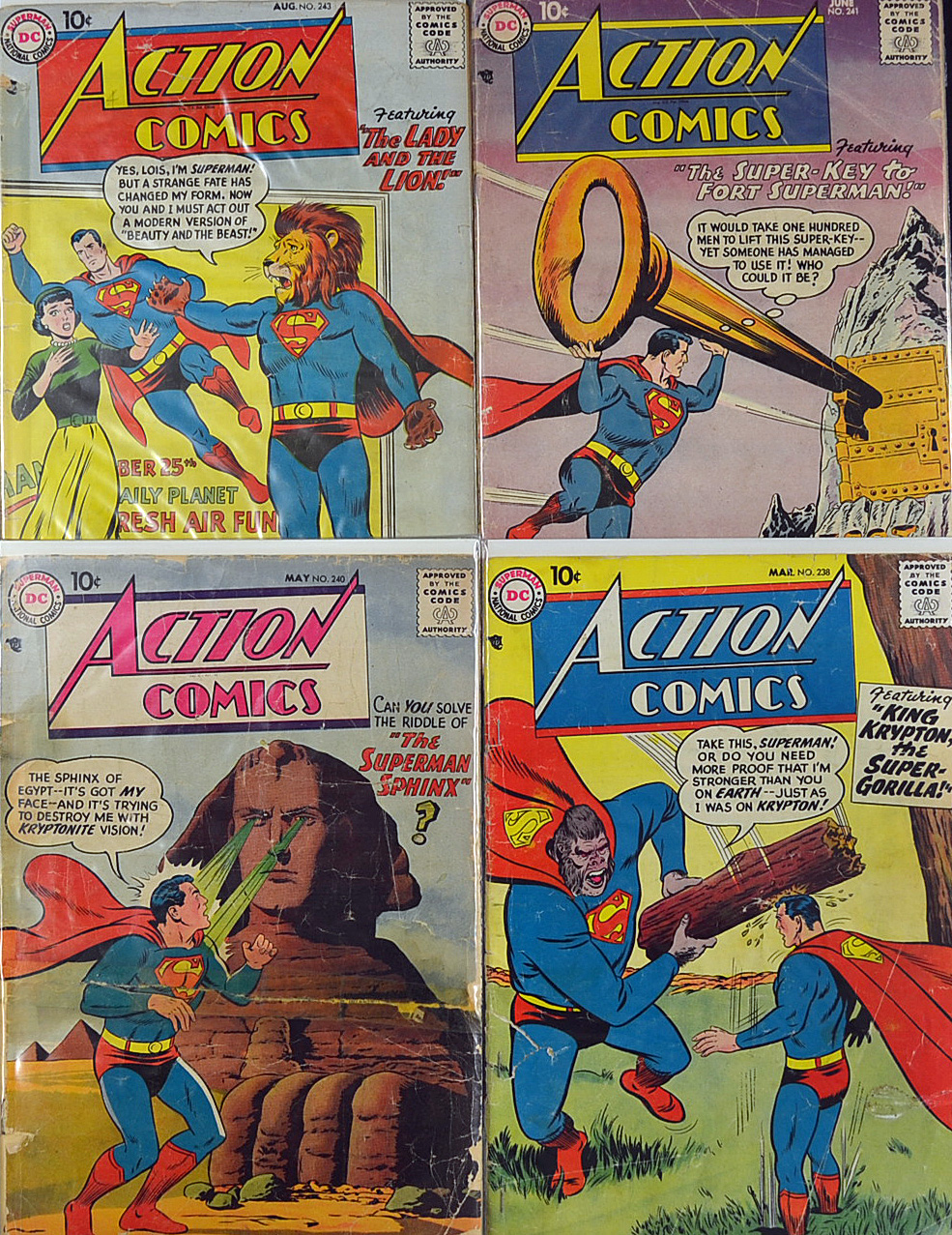American Comics - Superman DC Publication Action Comics to include No.238,240, 241 and 243 (4)