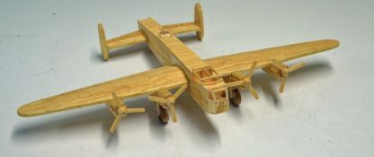 Matchstick Lancaster bomber model - Fantastic model hand made from hundreds of matchsticks.