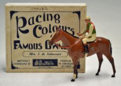 C.1940s Britains Lead Racing Colours of Famous Owners Mrs J. de Selincourt - No1463, red and green