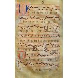 An Original Illuminated Medieval Large Leaf Liturgical On Vellum Of The 1440 c. - Large impressive