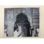 India - Sis Ganj Sahib Gurdwara Photograp -A large vintage photograph showing the interior of