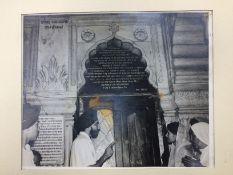 India - Sis Ganj Sahib Gurdwara Photograp -A large vintage photograph showing the interior of