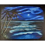 Murderabilia - Notorious Serial Killer - John Wayne Gacy (1942-1994) Original 'Blue Moon Calm' Oil