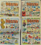 British Comics - Quantity of Large Format 'The Beezer' 1961/71 flat some with frayed edges,