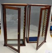 Two Wood and Glass Display Cases originally housed smalls and model toys, removable glass shelves