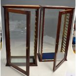 Two Wood and Glass Display Cases originally housed smalls and model toys, removable glass shelves