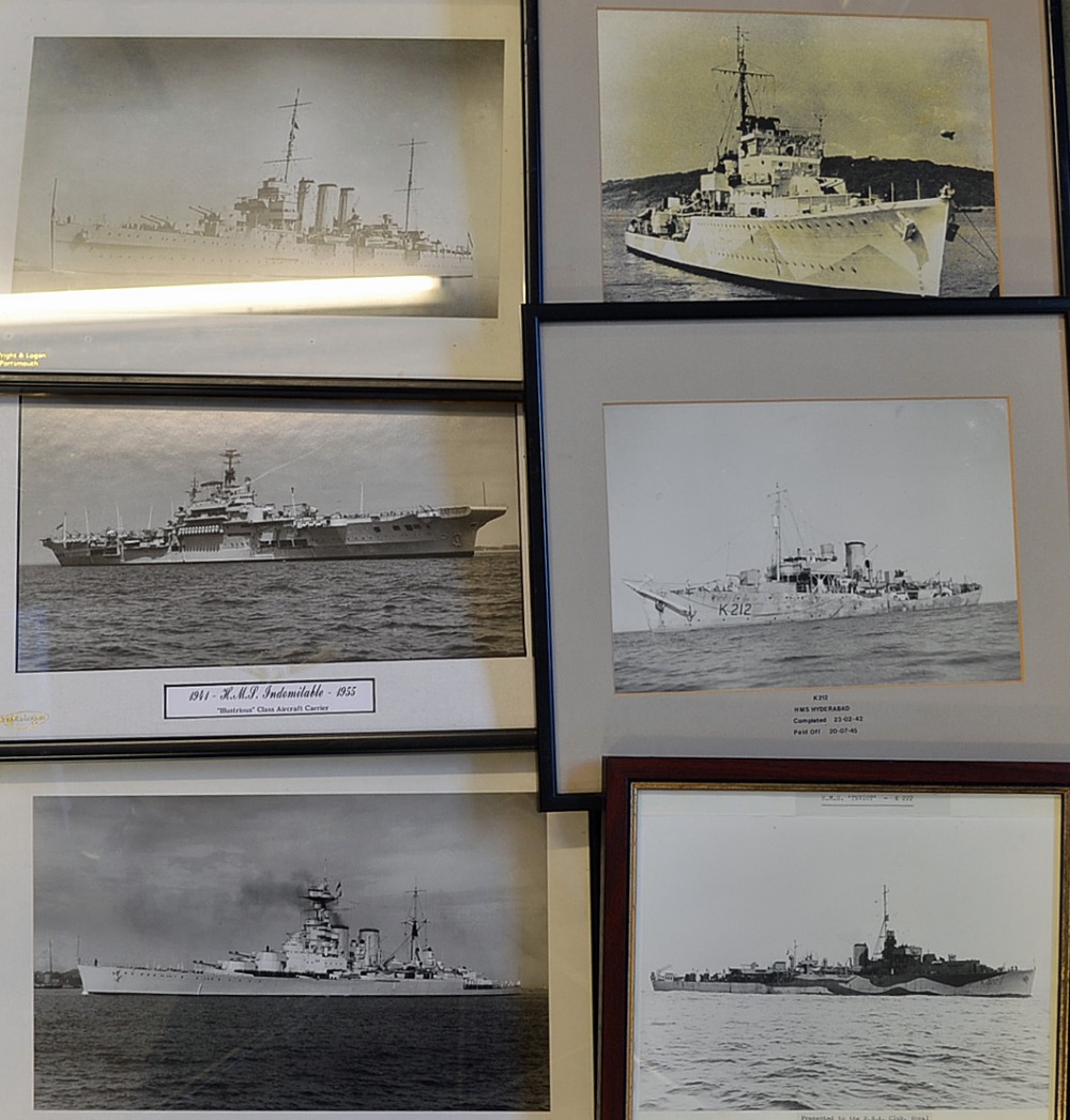 Mixed Selection of Various Royal Navy Prints to include HMS Hood, Indomitable, Suffolk, Tynedale,