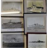 Mixed Selection of Various Royal Navy Prints to include HMS Hood, Indomitable, Suffolk, Tynedale,