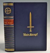 Mein Kampf - 50th birthday Edition - bound in blue leather with gold gilt title, 705pp, in very good