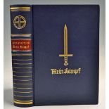 Mein Kampf - 50th birthday Edition - bound in blue leather with gold gilt title, 705pp, in very good