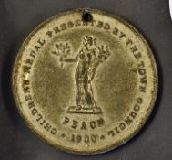 South Africa - Boer War Siege of Beaconsfield Children's Medal 1901 - the obverse; Roman Goddess Pax
