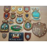 Assorted Selection of 17x Royal Navy Ship crests to include HMS Hartlepool, Plymouth, 46 Commando