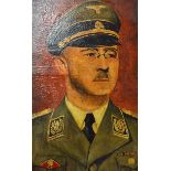 WWII - Henrich Himmler Oil on Canvas - to the reverse Signed by Fritz Klingenberg - a German Officer